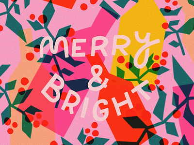 Merry and Bright christmas hand done illustration lettering procreate