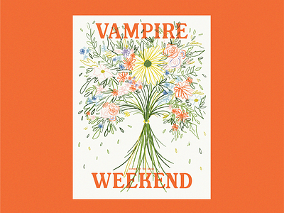 Vampire Weekend Poster, Illustration & Typography band poster color color palette colored pencil design graphic design illustration poster texture tour poster typography vampire weekend