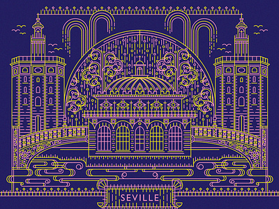 "From Europe With Love" Postcard Illustration - Seville