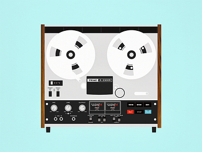 Teac A-2300S analog illustration poster reel to reel screenprint tape recorder vintage