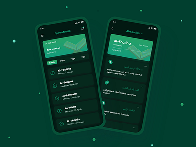 Quran Mazid App Design Dark Theme