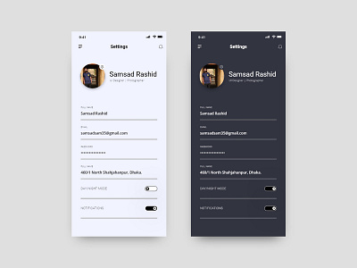 DailyUI #007: Profile Settings by Samsad Rashid on Dribbble