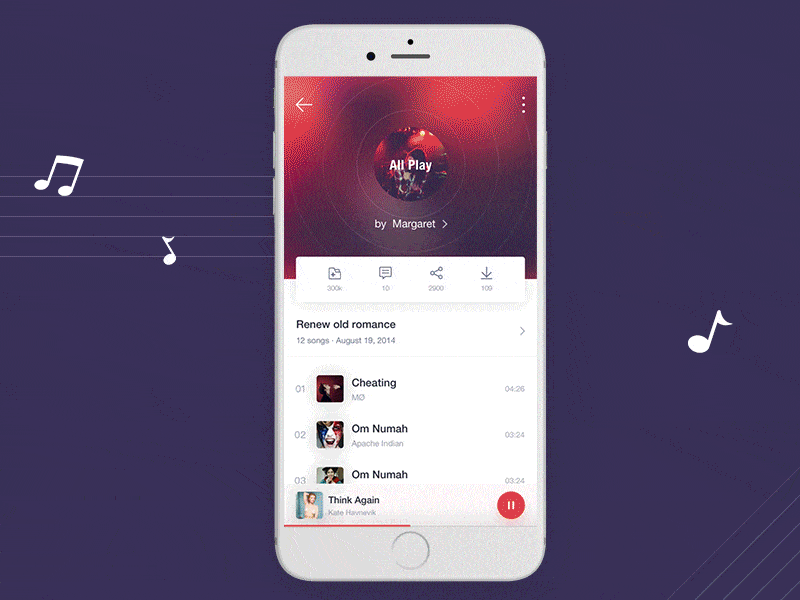 Music Player app design，interactive design，music ui