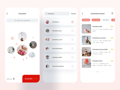 Intelligent Group Dishes app card cook delicious food design ui