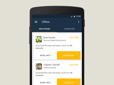 Offers Screen android app design download flat material nexus offers recharge