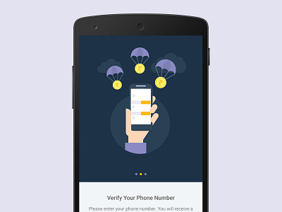 Verify Screen android app coin design flat illustration material screen verify walkthrough