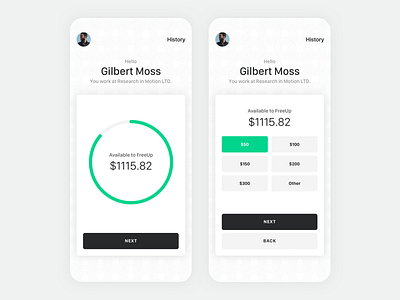 Financial Technology App app cards chart clean design green minimal minimalistic pattern pie sketch uber ui ux white