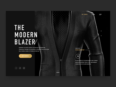 Davenport black blazer clean dark ecommerce fashion gold minimal motion render responsive slider style ui ux website