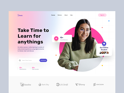 Sinau - Hero Landing Page hero landing page online course ui design uidesign userinterface ux design uxdesign web web design website