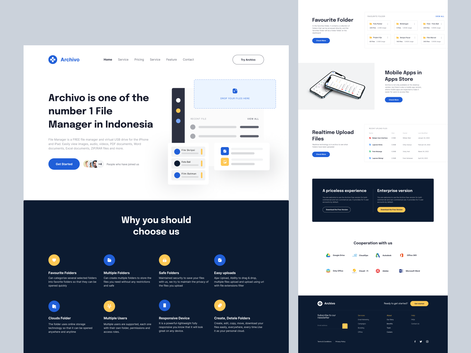 Archivo - Landing Page File Manager by Onky for 10am Studio on Dribbble