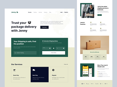 Jenny - Shipping Landing Page delivery package shipping ui design uidesign userinterface ux design uxdesign web apps web design website
