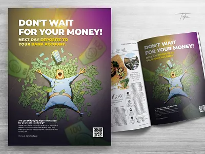 Magazine Ad Design | Mealsy.ca (MizPiz Inc.) ad adobe photoshop branding character design chef design food graphic design illustration london magazine mascot money ontario pouring restaurant