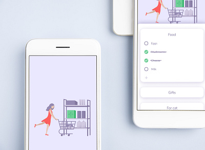 Shop List App app illustration minimal mobile purple shop shopping ui ux vector