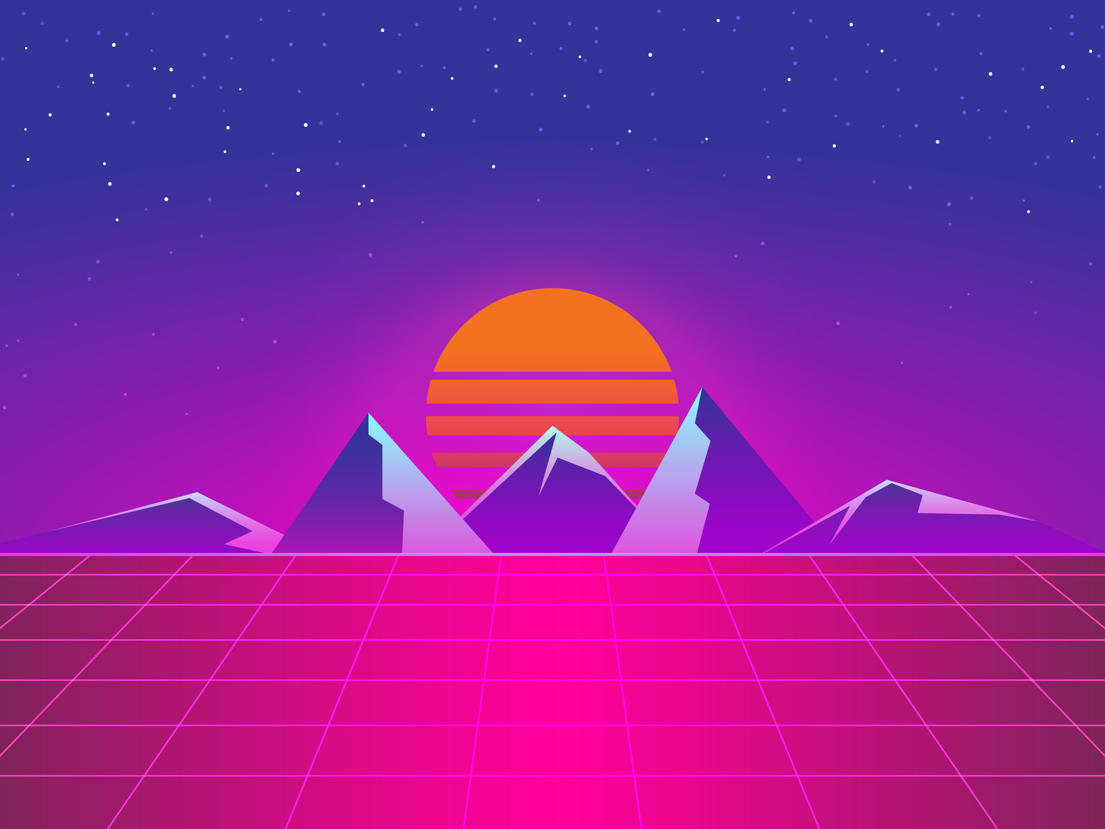 Synthwave Mountain by RARA AVIS on Dribbble