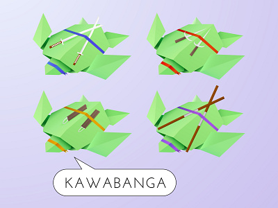 Origami ninja turtles illustration ninja origami turtles vector