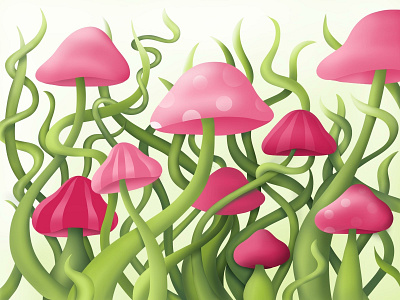 Mushrooms animation design green illustration lovely mushroom pink sketchbookpro weird