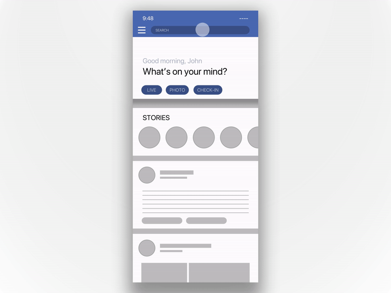 Facebook Redesign Concept animation app facebook ios search