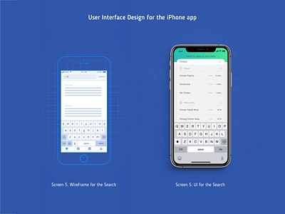 UI design for the iPhone app blue gradient search ui user interface design wireframe