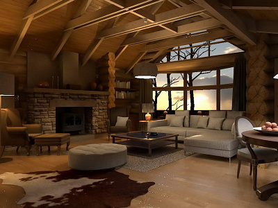 Mountain Cottage 3dvisualization archicad interiordesign maxoncinerender visualization