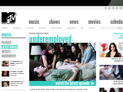 MTV.com Redesign clean entertainment media mtv redesign web