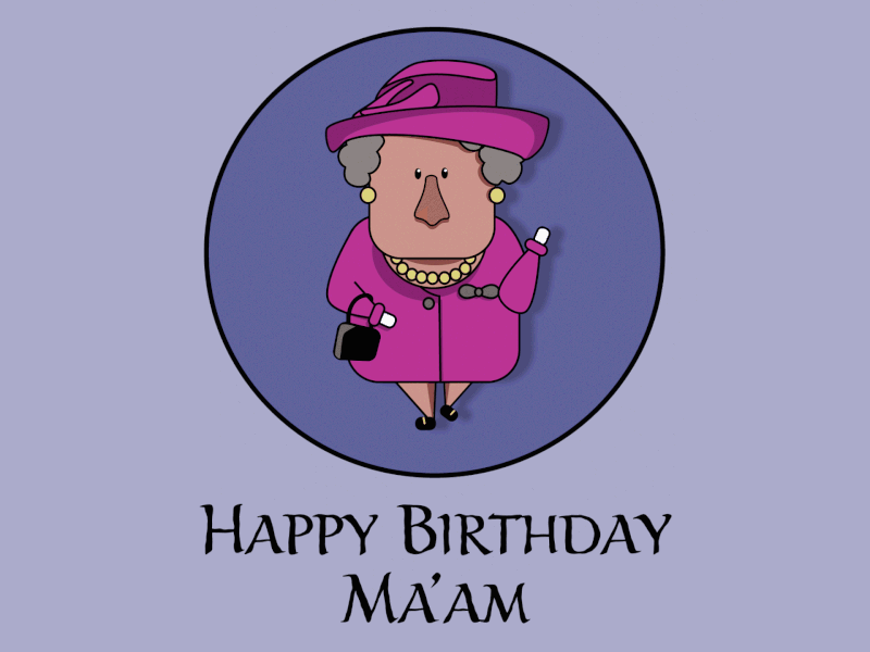 Happy Birthday Queen Liz birthday graphic happybirthday human illustation illustrator motion graphic queen royal