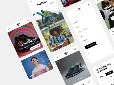 Umbro page designs boots category fashion football hero menu ui ux website