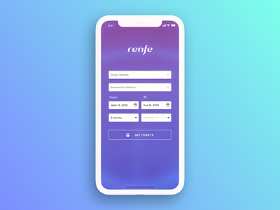 Renfe Homepage Concept concept design mobile mobile app mobile app design sketch ui userinterface