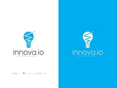 innova.io agile agility blue brand branding bulb code coding creative idea digital idea innova innovative logo logo design logo mark software technology vector web
