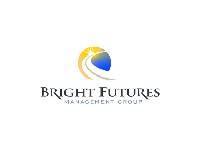Bright Futures Logo blue branding bright bright futures compnay future holding company horizon logo logo design orange path road sun sun ray way