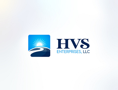 HVS Enterprises Logo. blue sky branding business agency hope horizontal hvs hvs enterprises logo landscape logo path river road sunrise travel agency vector way