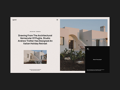 Ignant | An Article Page concept interaction interface promo typogaphy ui ux website websites