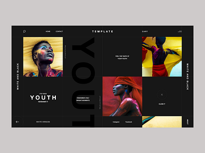 Youth | Dark Wersion | Website template abstraction animation art black dark design digital flat lettering minimalist typography ui ux web website