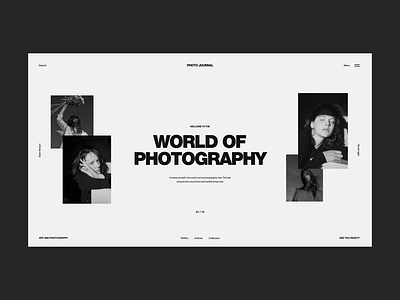 Photo Journal Homepage + Animations abstraction art black dark design digital dribbble faces fashion journal lettering minimalism photo sxtez typography ui ux web website