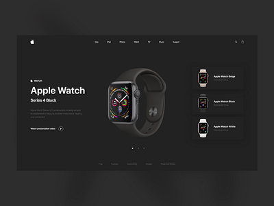 Apple Watch Dark Page abstraction apple apple watch art black dark design digital dream dribbble fashion lettering minimalism sxtez typography ui uiux ux web website