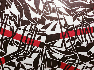 A.X.I.A.L. 10 Red Line (2013-0902) partial 2 color camouflage hand drawn hand lettering ink lettering marker pattern patterning textile design © shockjoy