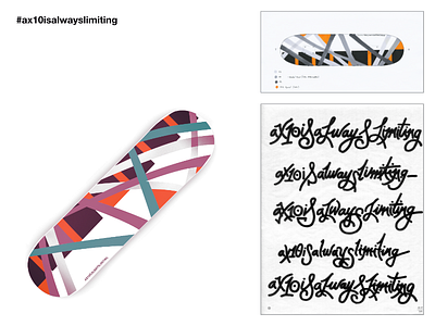 StripeKXCross — WIP deck graphics colorful lettering script skateboard © shockjoy