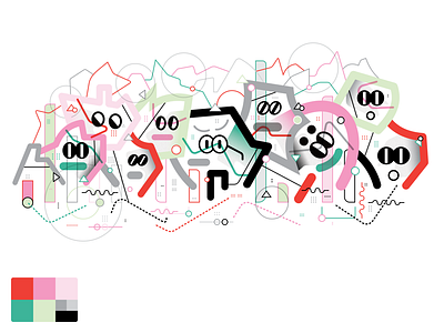Faces In The Crowd digital geometry graffiti illustration playful vector © shockjoy