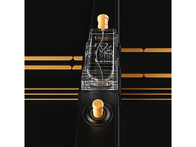 Y6 Fragrance (Bottle Design - Horizontal C02) 3d branding digital identity keyshot lettering logo packaging product design rendering rhino3d © shockjoy