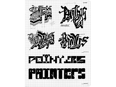 POINTERS (11-P077) hand lettering ink marker lettering hand drawn old school typography © shockjoy sketch pointers
