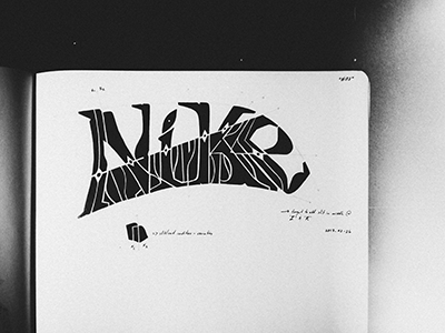 Nike • in-progress sketch #01 (13-M76) hand drawn hand lettering ink lettering marker nike old school sketch sketch photo typography vsco © shockjoy