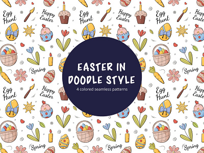 Vector Free Seamless Pattern - Happy Easter Doodle Style easter easter egg easter eggs free freebie freebies freegraphics freepatterns freevector pattern patterns vector