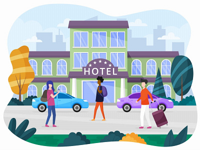 Hotel Vector Flat Illustration