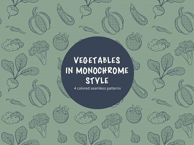 Vegetables Vector Free Pattern in Monochrome Style