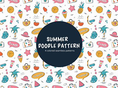 Summer Vector Seamless Doodle Free Pattern beach doodle free freebie graphics pattern summer vector