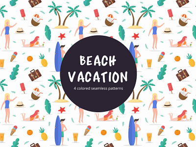 Beach Vacation Seamless Free Vector Pattern