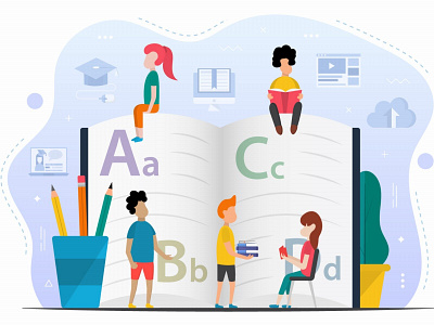 Kids Learning Alphabet Free Vector illustration education free freebie graphic design graphics illustration study vector