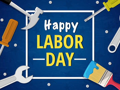 Happy Labor Day Free Illustration with Tools in Flat Design day design event free freebie graphics illustration illustrations illustrator labor vector