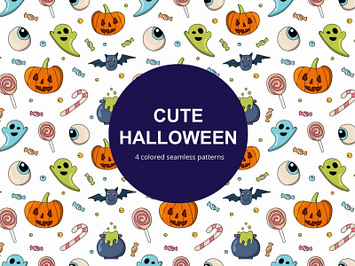 Cute Halloween Free Vector Seamless Pattern