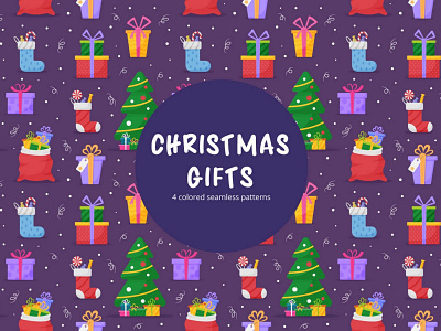 Christmas Gifts Vector Free Seamless Pattern
