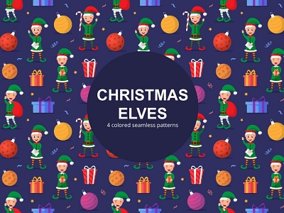 Christmas Elves Free Vector Seamless Pattern